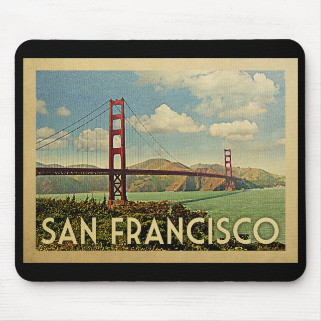 San Francisco Golden Gate Brücke Vintage Reise Mousepad (Vorne)