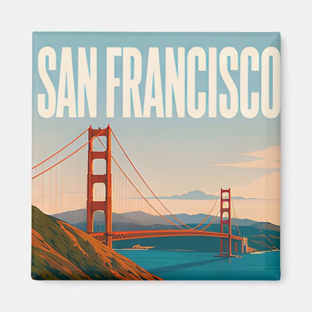 ❤️ San Francisco Golden Gate Reise-Stil ❤️ Magnet (Vorne)