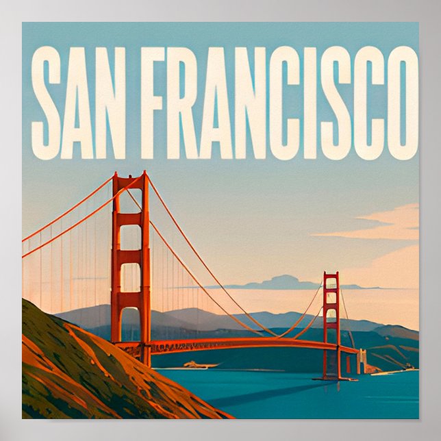 ❤️ San Francisco Golden Gate Reise-Stil ❤️ Poster (Vorne)