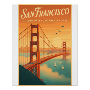 San Francisco Golden Gate – Retro-Reise-Kunst Poster