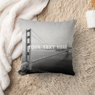 San Francisco Golden Gate Schwarz Weiß Vintage Kissen
