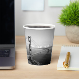 San Francisco Golden Gate Schwarz Weiß Vintage Pappbecher