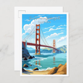 San Francisco Golden Gate Vintage Postkarte