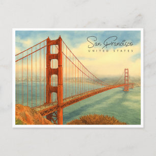 San Francisco Golden Gate Watercolor Reisen Feiertagspostkarte