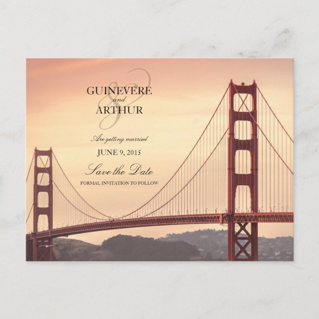 San Francisco Golden Gate Wedding Save the Date Ankündigungspostkarte (Vorderseite)