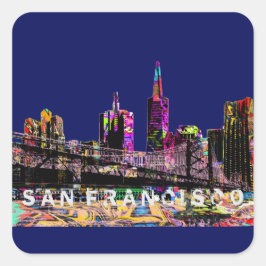 San Francisco Graffiti Quadratischer Aufkleber