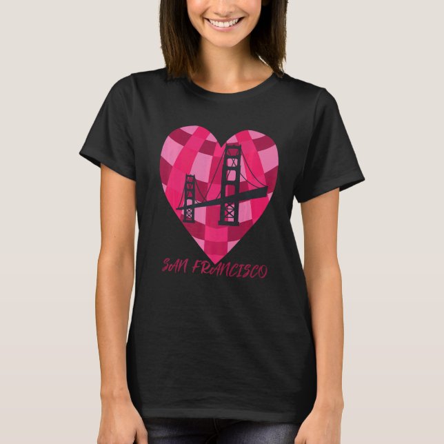 San Francisco Heart Golden Gate Bridge Liebe T-Shirt (Vorderseite)