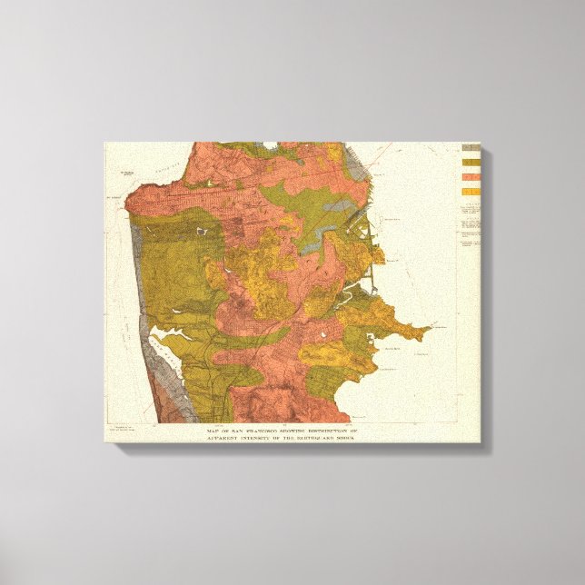 San Francisco Intensität des Erdbebens Leinwanddruck (Vorderseite)