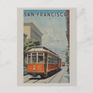 San Francisco Kabelwagen Retro Vintage Reise Postkarte