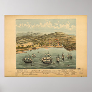 San Francisco Kalifornien 1846 Panoramakarte Poster