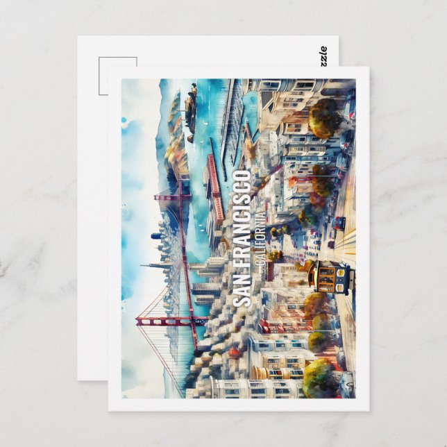 San Francisco Kalifornien Fantastischer Ort Wasser Postkarte (Vorne/Hinten)