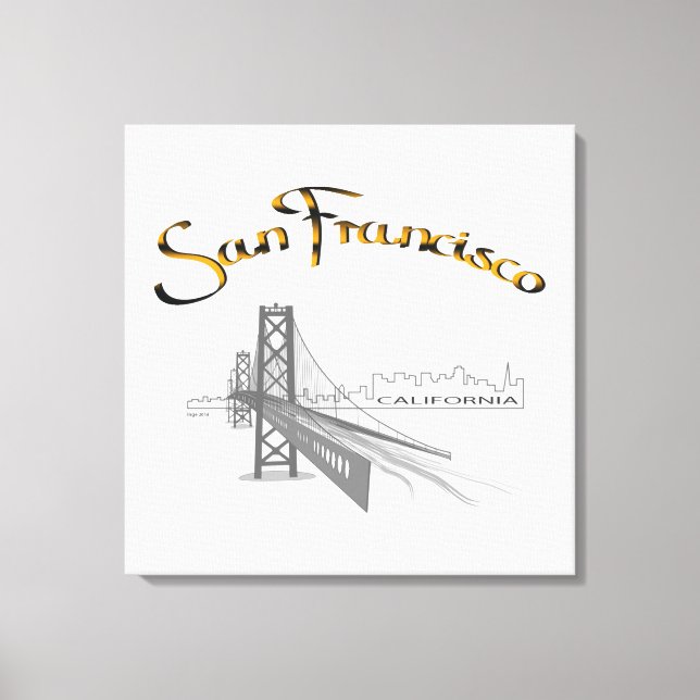 San Francisco, Kalifornien, Grau Gold Leinwanddruck (Vorderseite)