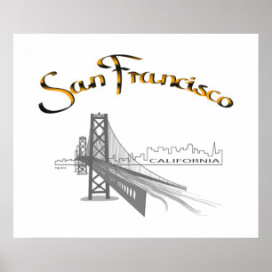 San Francisco, Kalifornien, Grau Gold Poster