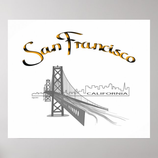 San Francisco, Kalifornien, Grau Gold Poster (Vorne)