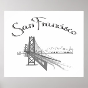San Francisco, Kalifornien - Grau Poster