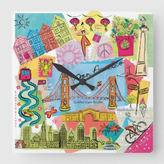 San Francisco, Kalifornien Quadratische Wanduhr
