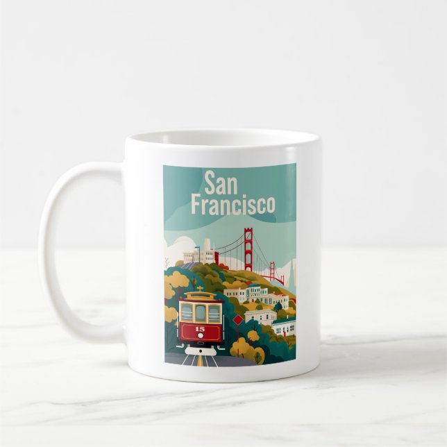 San Francisco Kalifornien - Rotes Seilbahn Kaffeetasse (Links)