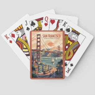 San Francisco Kalifornien Skyline Reise Kunst Retr Spielkarten
