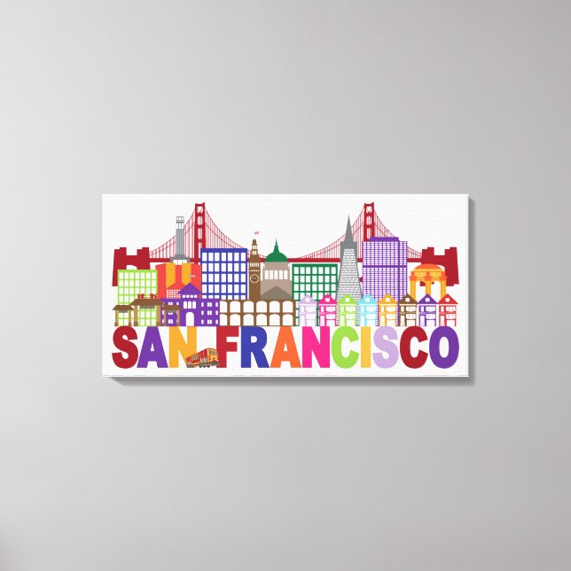 San Francisco, Kalifornien | Typografie Leinwanddruck (Vorderseite)