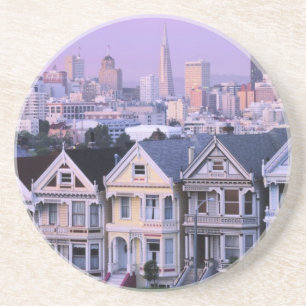San Francisco, Kalifornien. Viktorianische Sicht Getränkeuntersetzer