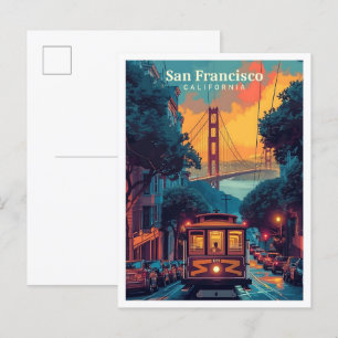 San Francisco Kalifornien Vintage Kunst Reise Postkarte