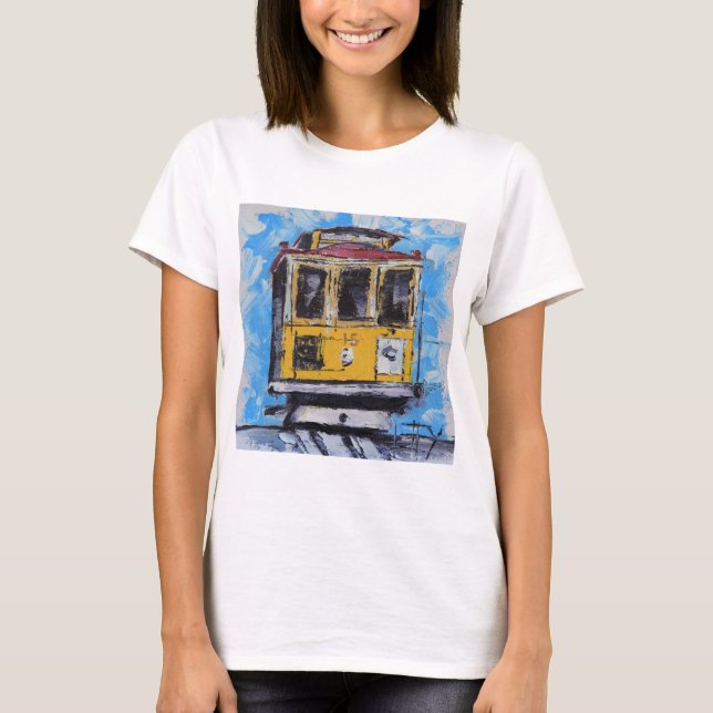 San Francisco Kunst, Drahtseilbahn-Malerei, T-Shirt (Vorderseite)