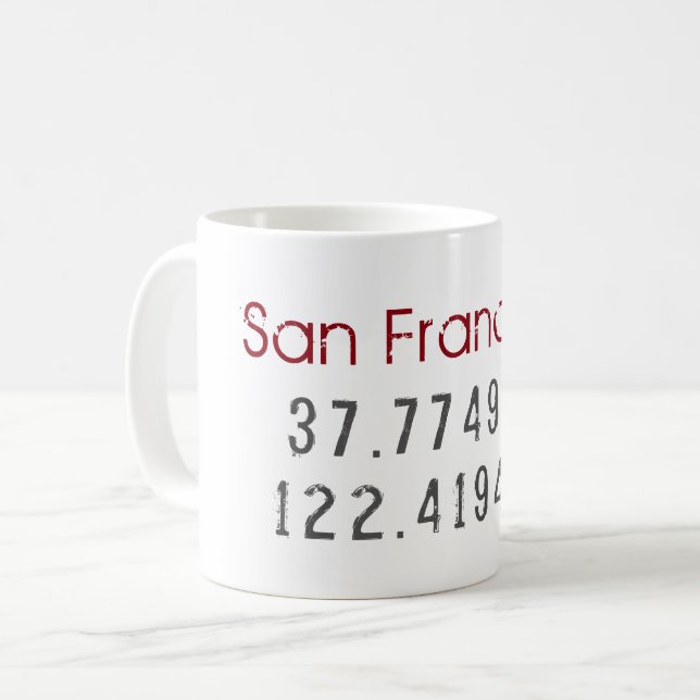 San Francisco Latitude Longitude Kaffeetasse (Vorderseite Links)