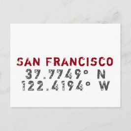 San Francisco Latitude Longitude Postkarte
