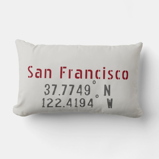 San Francisco Latitude Longitude Throw Kissen (Vorderseite)