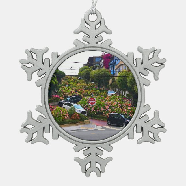 San Francisco Lombard Street #1 Snowflake Ornament (Vorderseite)