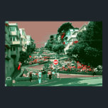 San Francisco Lombard Street - Pop Art Print Poster<br><div class="desc">SAN FRANCISCO LOMBARD STREET - ein grünes,  digitales Gemälde von San Franciscos Lombard Street,  der koködesten Straße der Welt,  im Pop Art Stil der 1960er Jahre kreiert - American Fine Art Poster Prints ist eine einzigartige Geschenkidee für Freunde und Familie oder Leckerei selbst!</div>