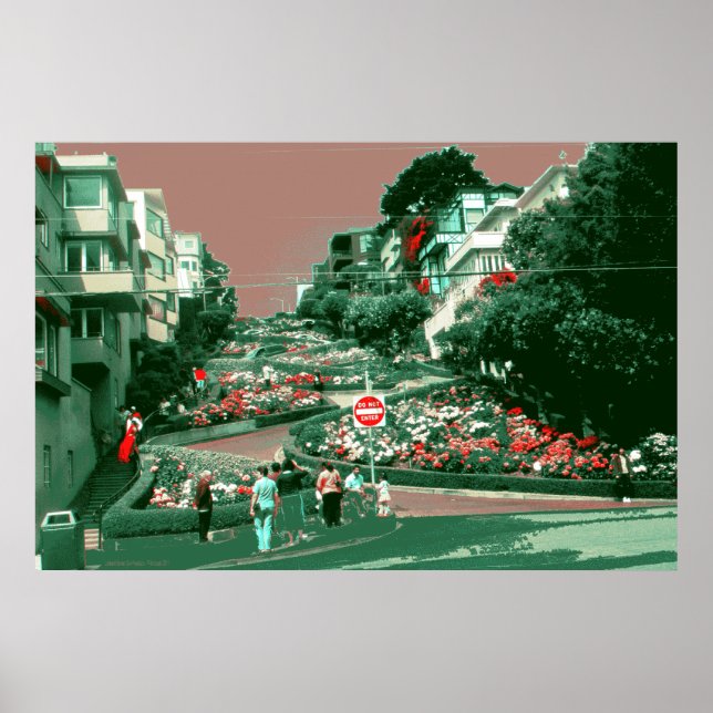 San Francisco Lombard Street - Pop Art Print Poster (Vorne)