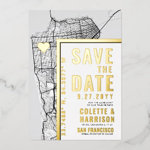 San Francisco Love Locator   Hochzeit Vormerkung Folieneinladung