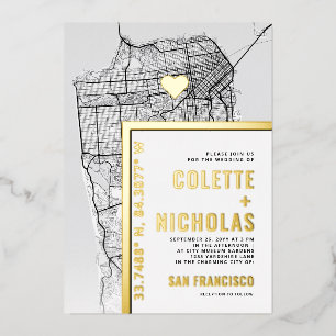 San Francisco Love Locator   Stadt-Themen-Hochzeit Folieneinladung