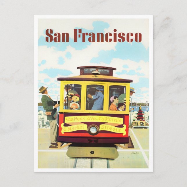 San Francisco Luftseilbahn Vintage Postkarte (Vorderseite)