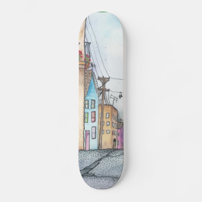 San Francisco Nachbarschafts-Aquarell Skateboard (Vorderseite)