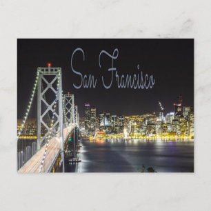 San Francisco Night Sky Line Golden Gate Bridge Postkarte