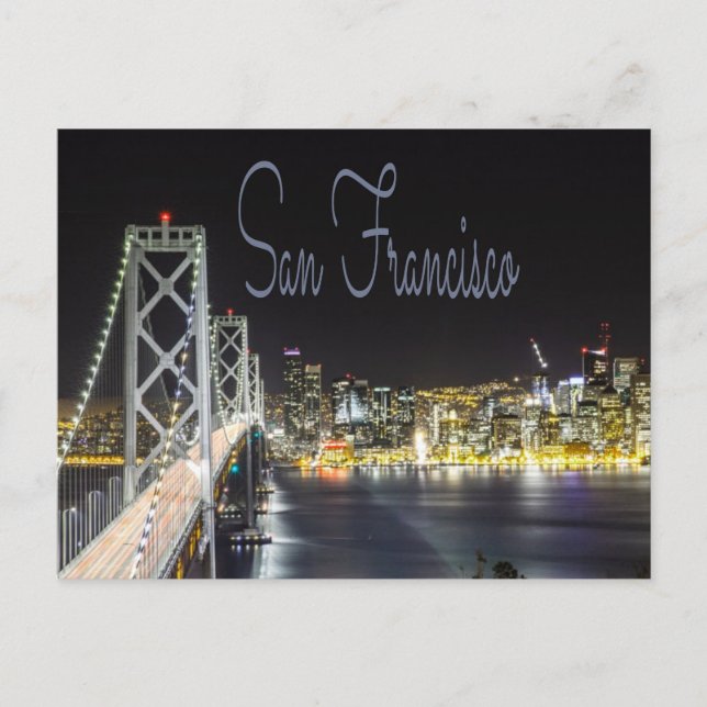 San Francisco Night Sky Line Golden Gate Bridge Postkarte (Vorderseite)