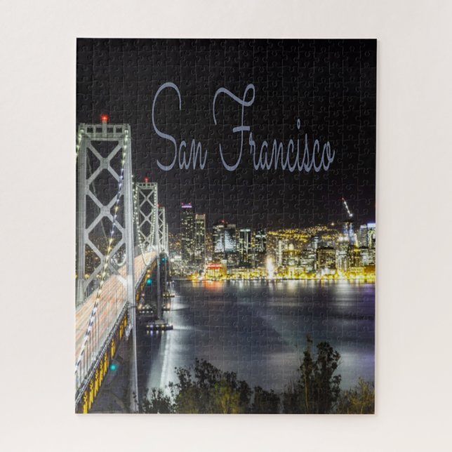 San Francisco Night Sky Line Golden Gate Bridge Puzzle (Vertikal)