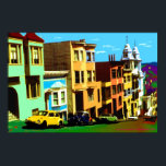 San Francisco Nob Hill 69 - Pop Art Print Poster<br><div class="desc">SAN FRANCISCO - eine digitale Pop-Kunst mit bunten, Viktorianischen Zuhause entlang einer steilen Straße auf dem berühmten Nob Hill von San Francisco, in Erinnerung an das Jahr 1969, als Blume-Power die Stadt beherrschte - die American Fine Art Poster Prints sind eine einzigartige Geschenkidee für Freunde und Familie oder Leckerei selbst!...</div>