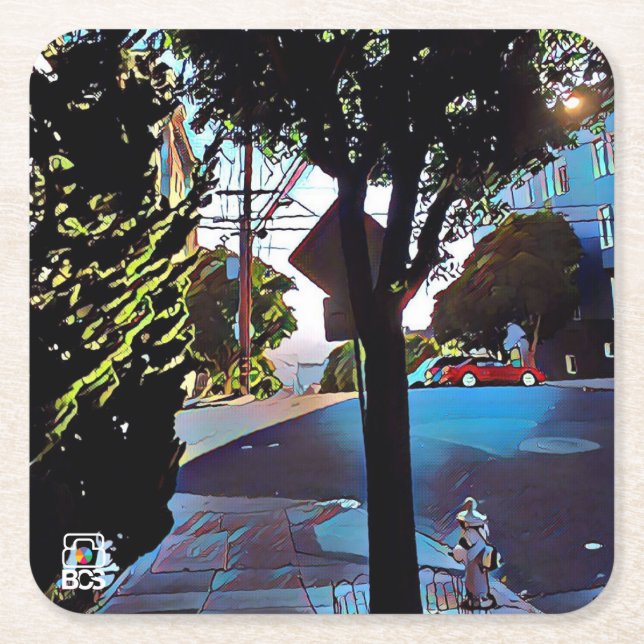 San Francisco Nob- Hillpapier-Untersetzer Rechteckiger Pappuntersetzer (Vorderseite)