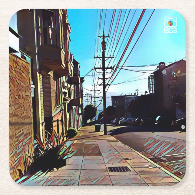 San Francisco Nob- Hillpapier-Untersetzer Rechteckiger Pappuntersetzer (Vorderseite)