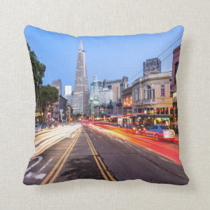 San Francisco North Beach Motion Blur Traffic Kissen