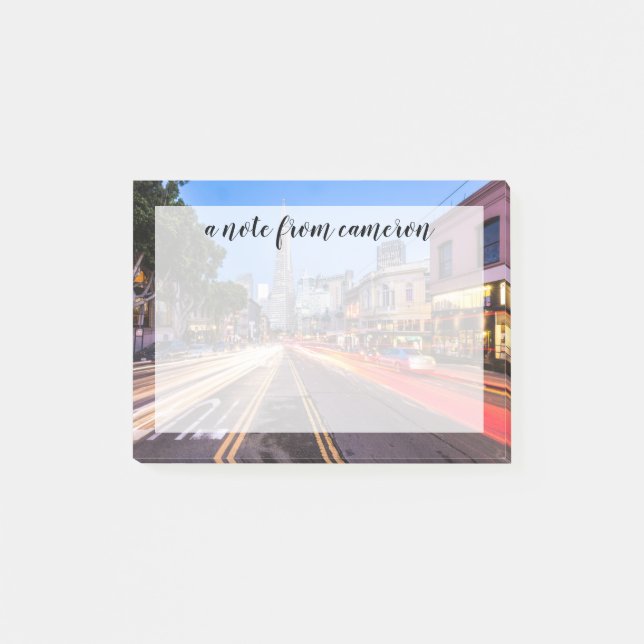 San Francisco North Beach Motion Blur Traffic Post-it Klebezettel (Vorderseite)