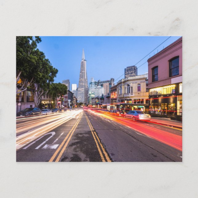 San Francisco North Beach Motion Blur Traffic Postkarte (Vorderseite)