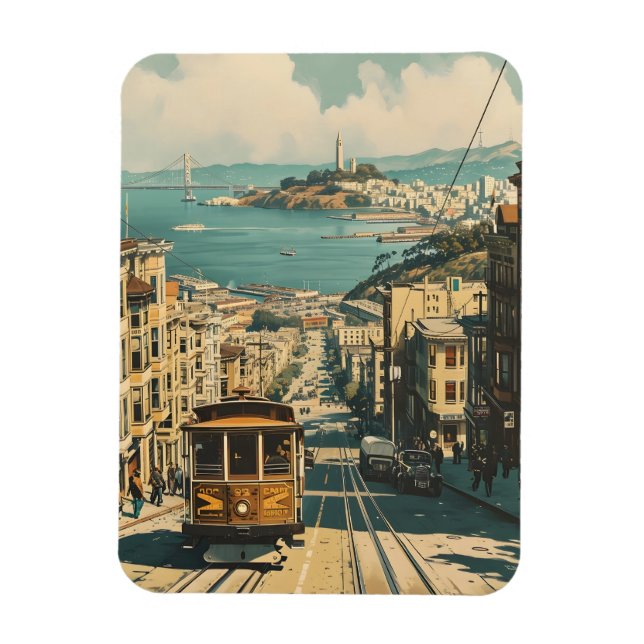 San Francisco: Nostalgie an der Küste Vintag Magnet (Vertikal)