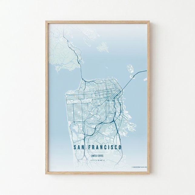 San Francisco Ocean Print Map Wallart Poster Gift  (Von Creator hochgeladen)