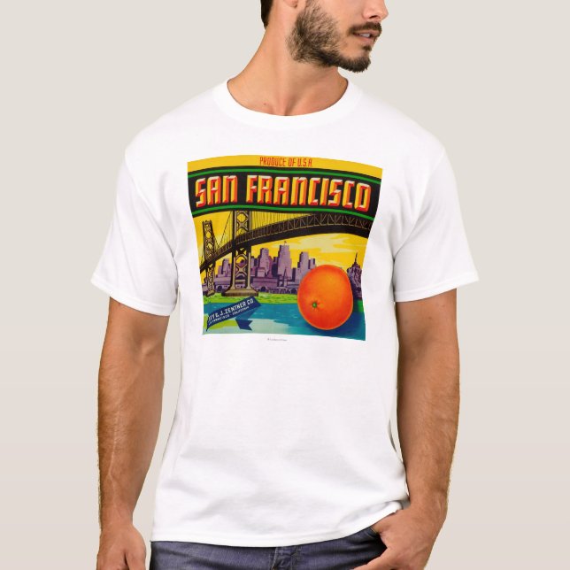 San Francisco orange Aufkleber T-Shirt (Vorderseite)