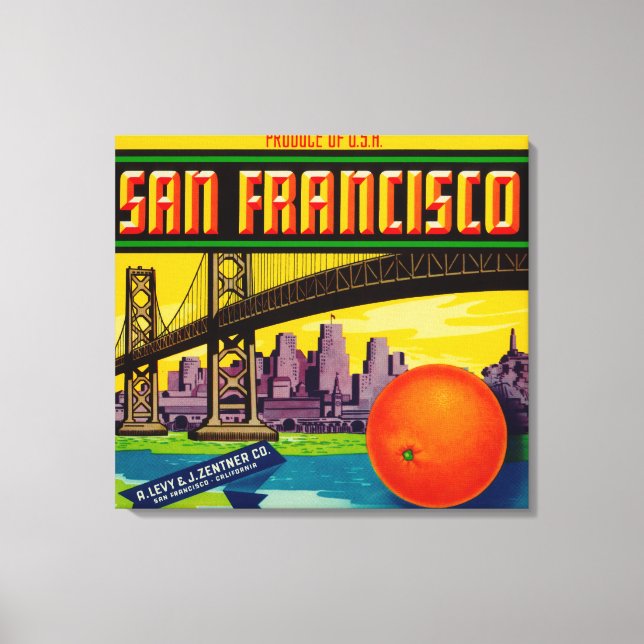 San Francisco Orange Label Leinwanddruck (Vorderseite)