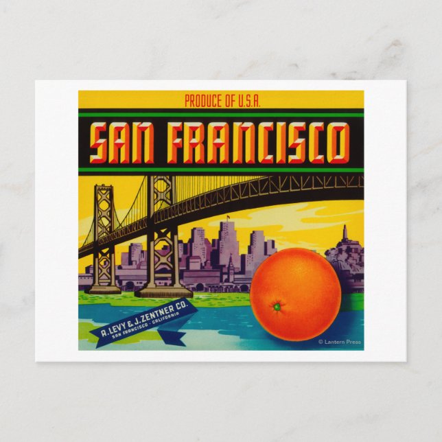 San Francisco Orange Label Postkarte (Vorderseite)